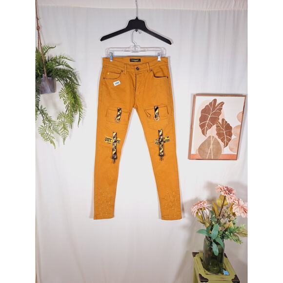 Charj Denim - The Charj Women's Cotton Yellow Denim Pants Size 10/11